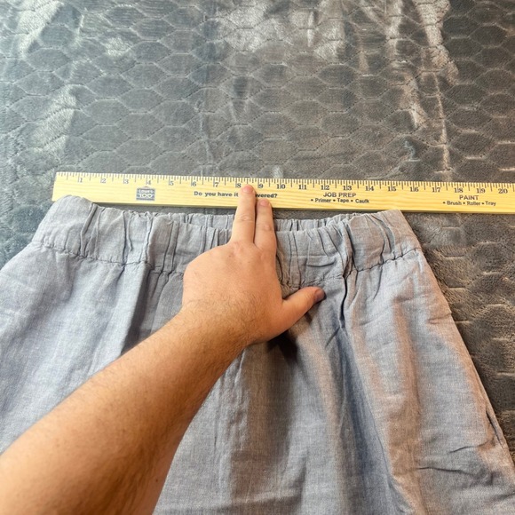 J.Crew Blue Linen Cotton Blend Chambray Elastic Waist Mini Skirt Size 6 Pocket - Picture 3 of 4
